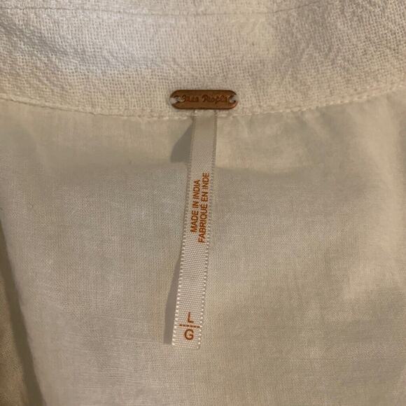 Free People Blazer Womens L Large White Cotton One Button Pockets Notch Collar - Picture 8 of 12